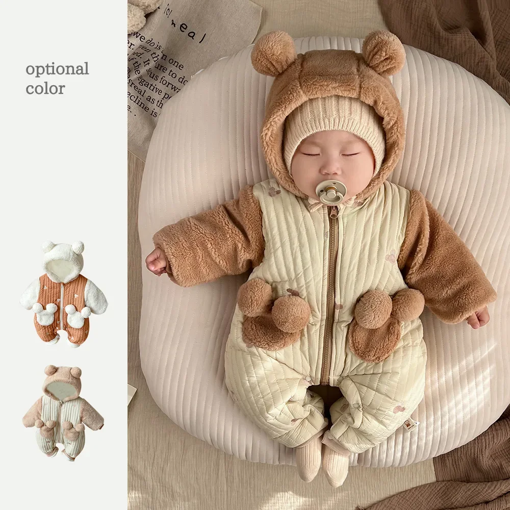 Baby Clothes Korean Winter Jumpsuit Plush Cute Cartoon Furry Sweater Romper Thickened Warm Bodysuits & One-Pieces 5-day Shipping