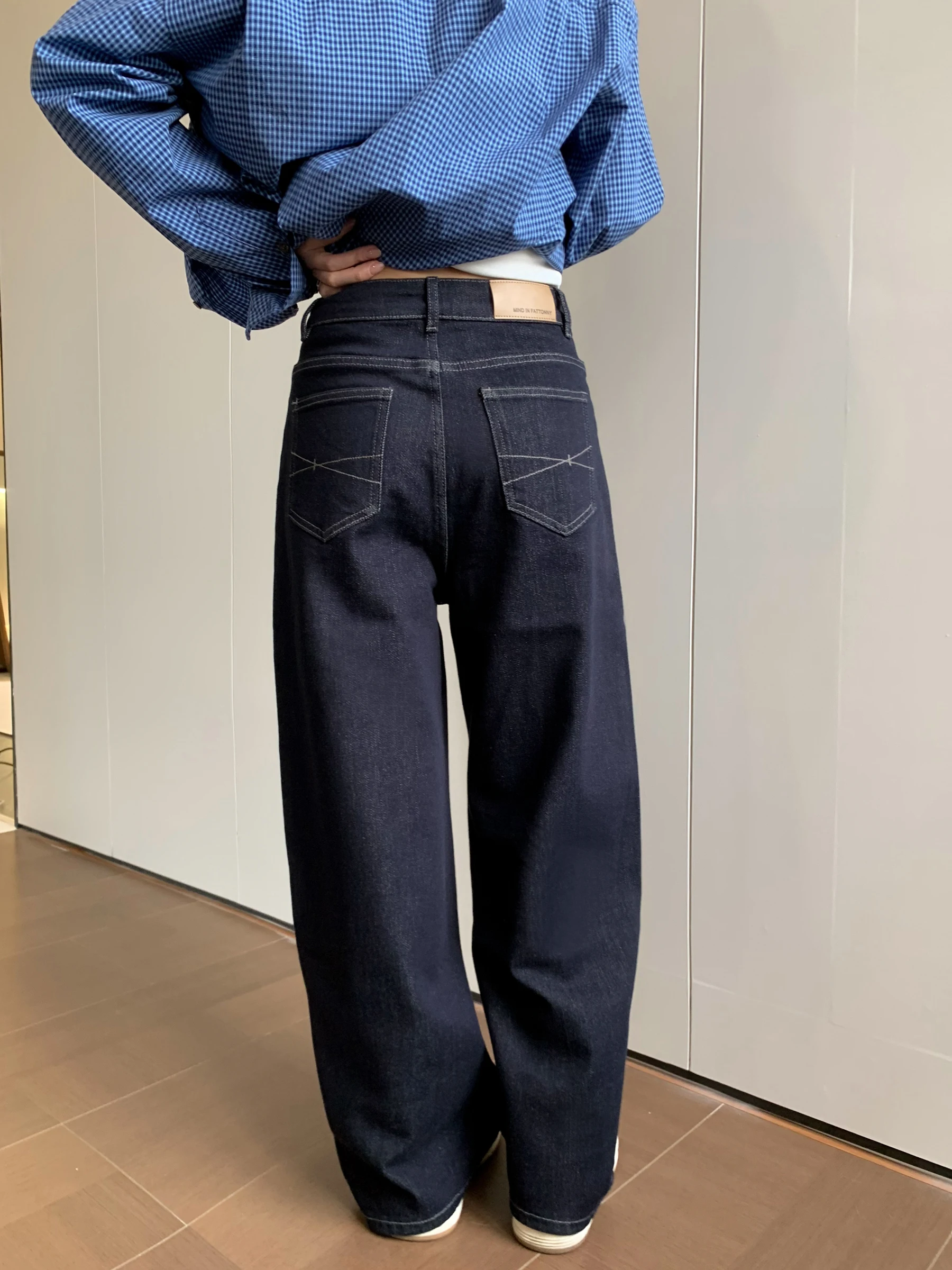 

Винтажные джинсы Deep Blue из выстиранного денима, свободные, широкие штанины, женские, удобные, с высокой талией, весна-лето, хлопок, стрейч