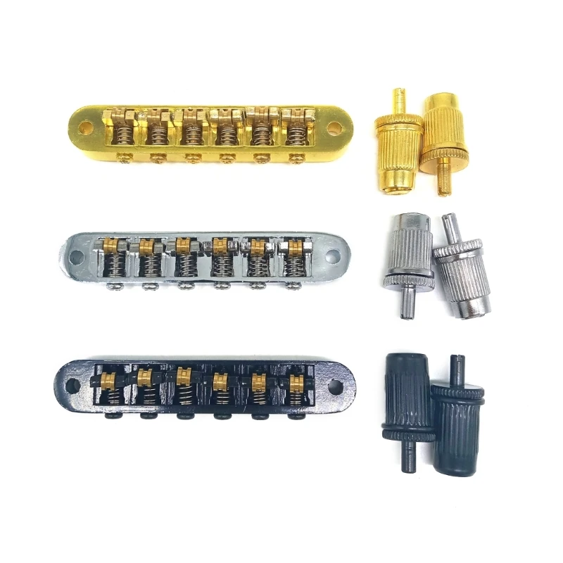 yunyun 6 String Guitar Roller Saddle Bridge Tune-O-Matic Bridge Electric Guitar Roller Bridge with Studs Replacement Part