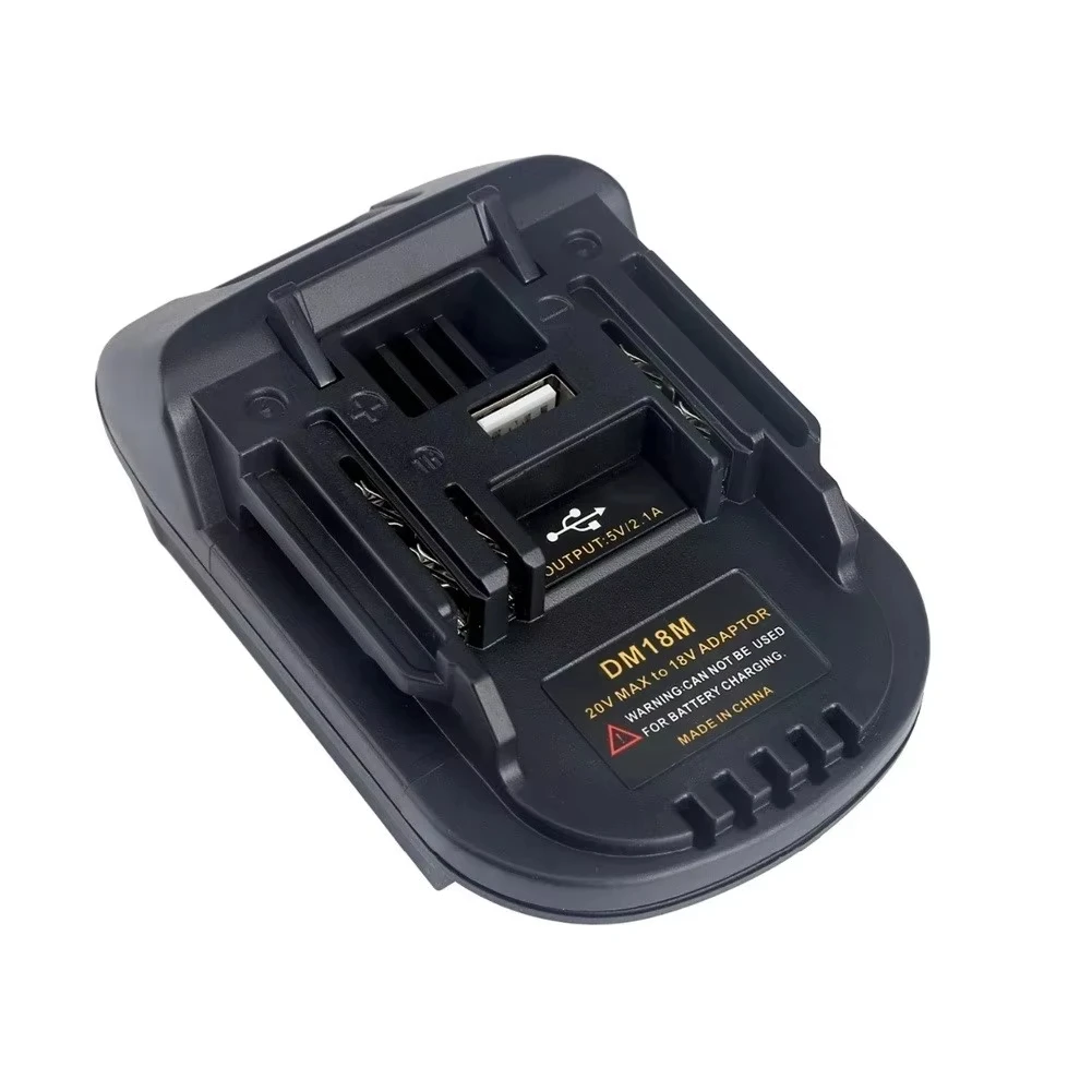 DM18M Battery Adapter with USB Charging Socket for Dewalt/Milwaukee 18V Battery Convert to for Makita 18V BL1830 (Adapter Only)