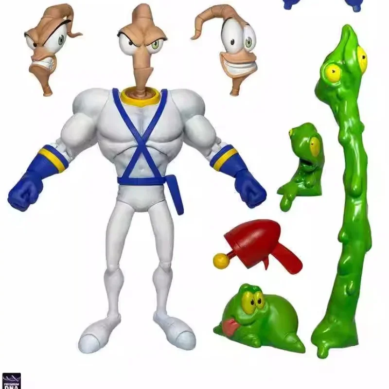 Earthworm Jim Action Figure Collection Snot Worm Body Jim Heads Bob The Killer Goldfish And Professor Monkey Psy-crow Kids Toy