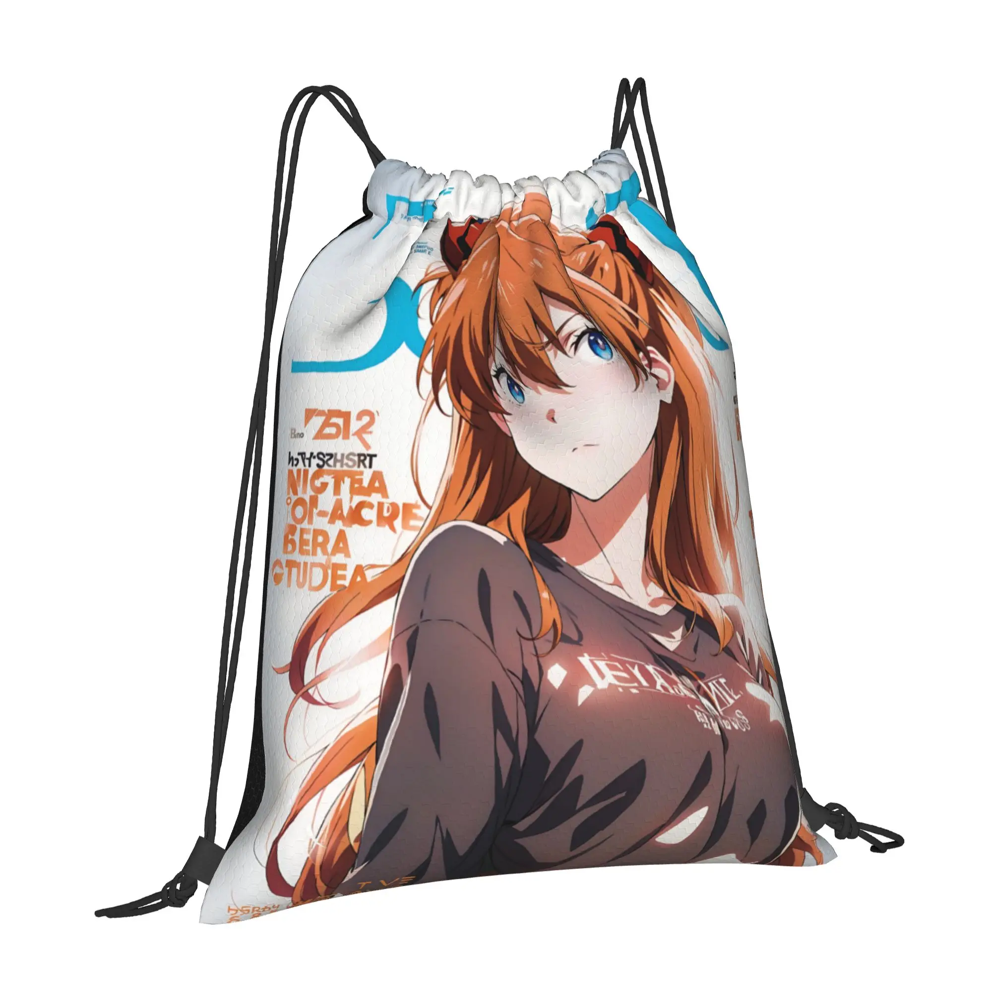 bag Pouch Neon Genesis Evangelion EVA Asuka Drawstring Bags Gym Pouch Print Backpack Boy Girls School Shoe Bag