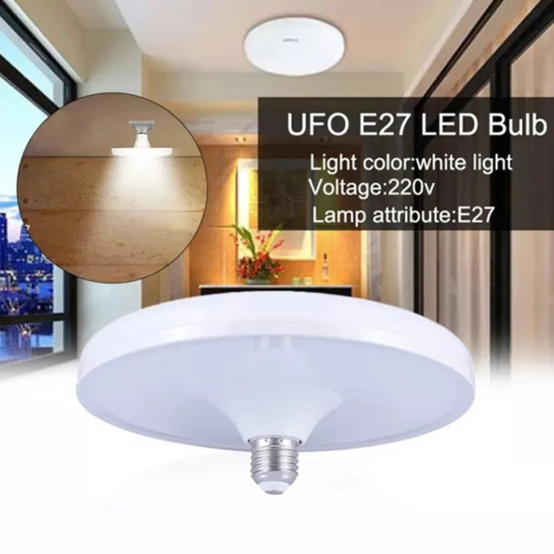 Bombilla LED E27 de 220V, lámpara superbrillante de 15W, luces UFO, iluminación blanca fría para interiores, lámparas de mesa para garaje