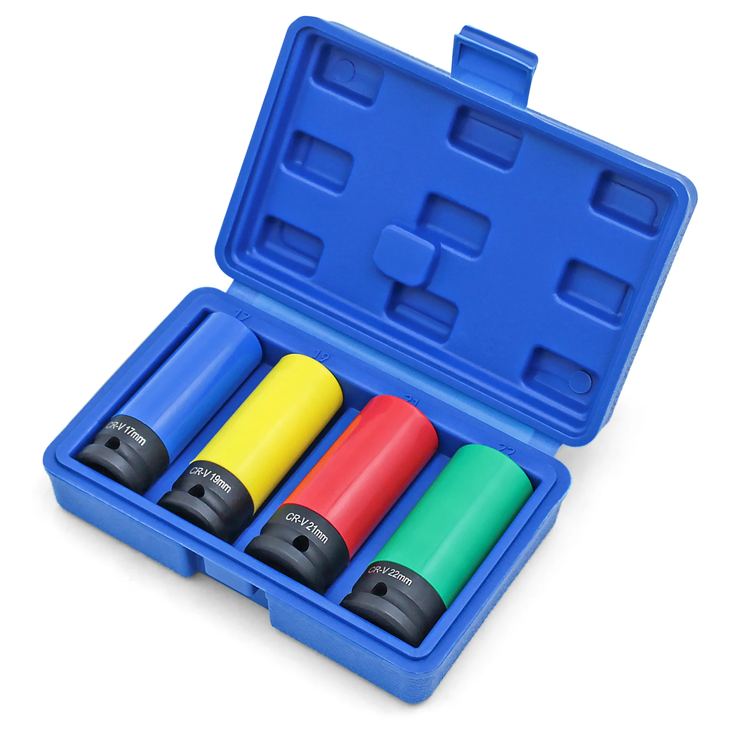 1/2" Drive Lug Nut Socket Set Drive Wheel Socket Auto Repair Protector Impact Sleeve Set 15mm, 17mm, 19mm, 21mm en 22mm - afbeelding 2
