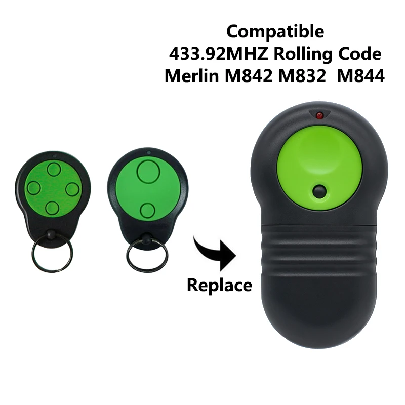 Merlin M832 433.92MHz Garage Door Remote M842/M844 M230T M430R Rolling Code Handheld Transmitter Command