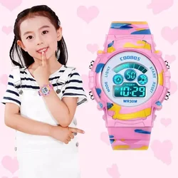 Neue Jungen Sport uhr Militär Kinder Digitaluhren Student Kinder uhr Mode leuchtende LED Alarm Tarnung Uhr