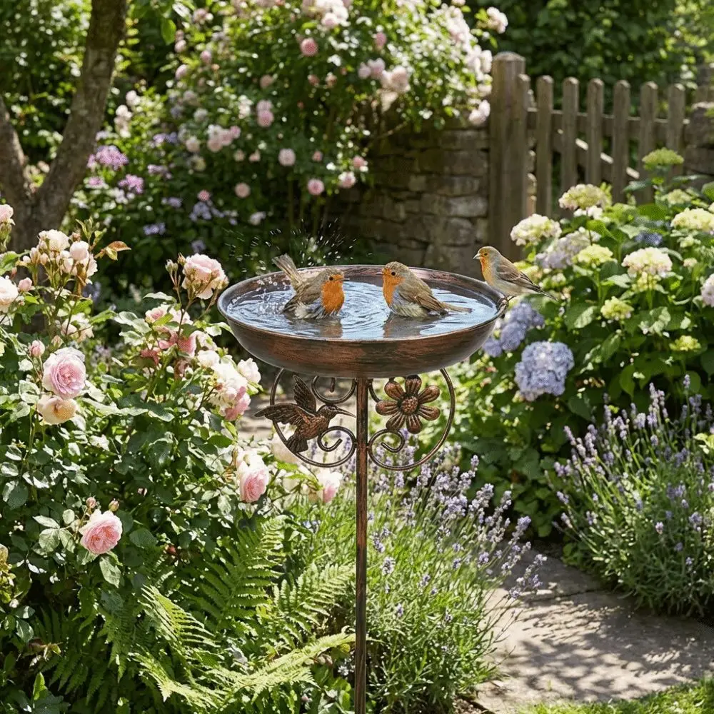 

Чугунная уличная поилка для птиц с пятилучевым основанием, сверхпрочная металлическая кормушка, устойчивая к ржавчине, наклонная станция для питья птиц на газоне