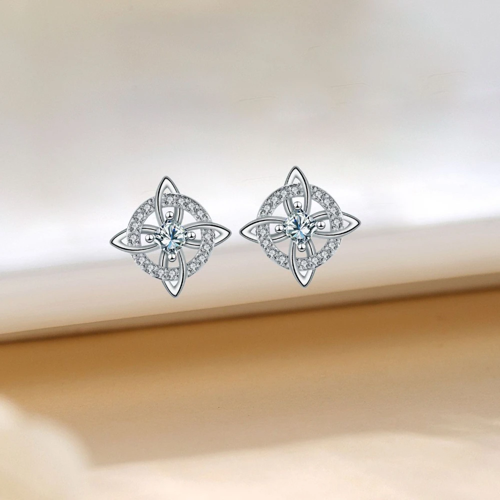 925 Sterling Silver Nudo De Bruja Original Stud Earrings for Women Witches Knot Earrings with Zircon Protection Amulet Jewelry