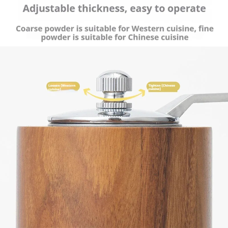 Solid wood retro classic coffee powder machine, manual coffee grinding salt, solid wood core, manually adjustable bean machine