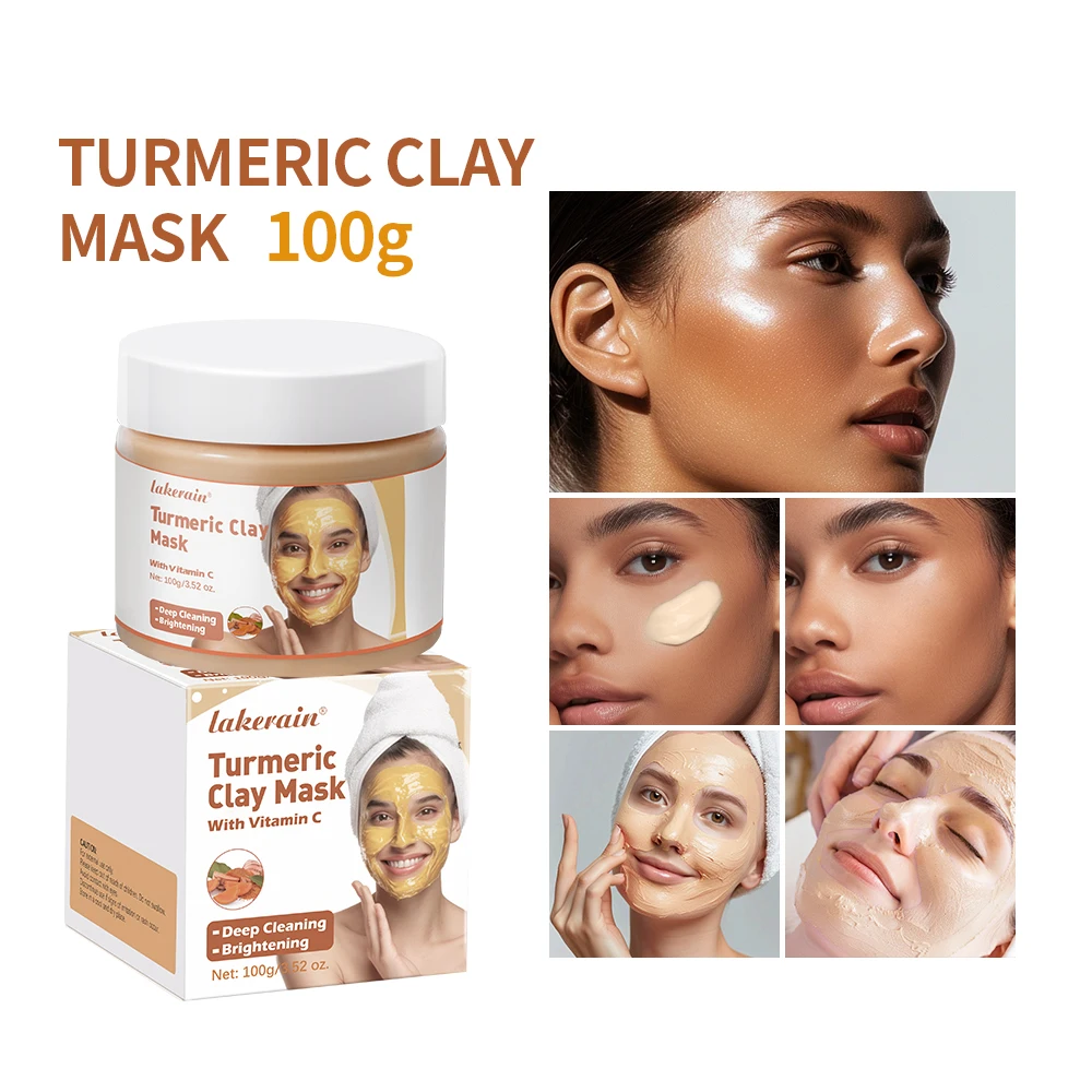 Turmeric Vitamin C Clay Mask Reduce Blackheads Clean Pores Soothe Acne Prone Skin Brightening Deep Cleaning Minimize Pores Skin