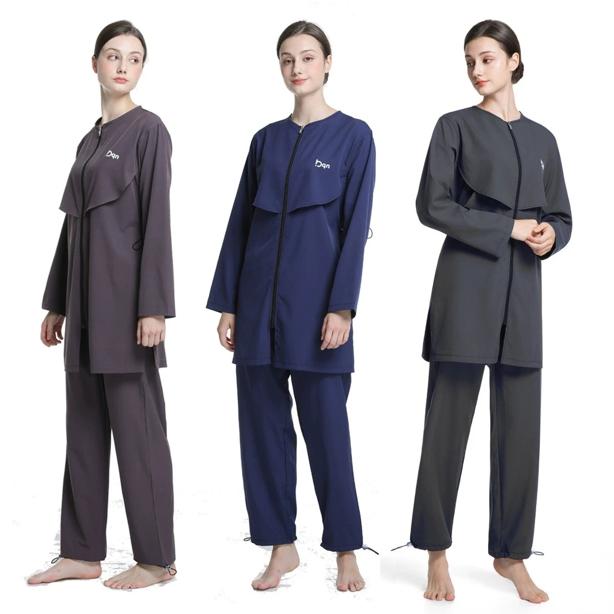 Women Black Muslim Swimwear Swimsuit Burkini Islamic Modest Three-Piece Set Moslem Muslem Maillot De Bain Full Cover Swimwears