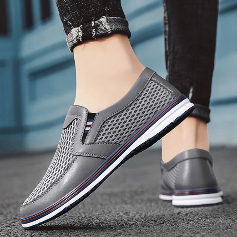 2023 New Shoes for Men Slip on Men's Vulcanize Shoes Autumn Solid Net Cloth Breathable Low-heeled Casual Versatile Sneakers