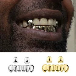 YOUNGX DIY Gold Silver Color 2/6 Teeth Grillz Hip Hop Glossy Tooth Caps For Women Men Halloween Cosplay Jewelry Gift