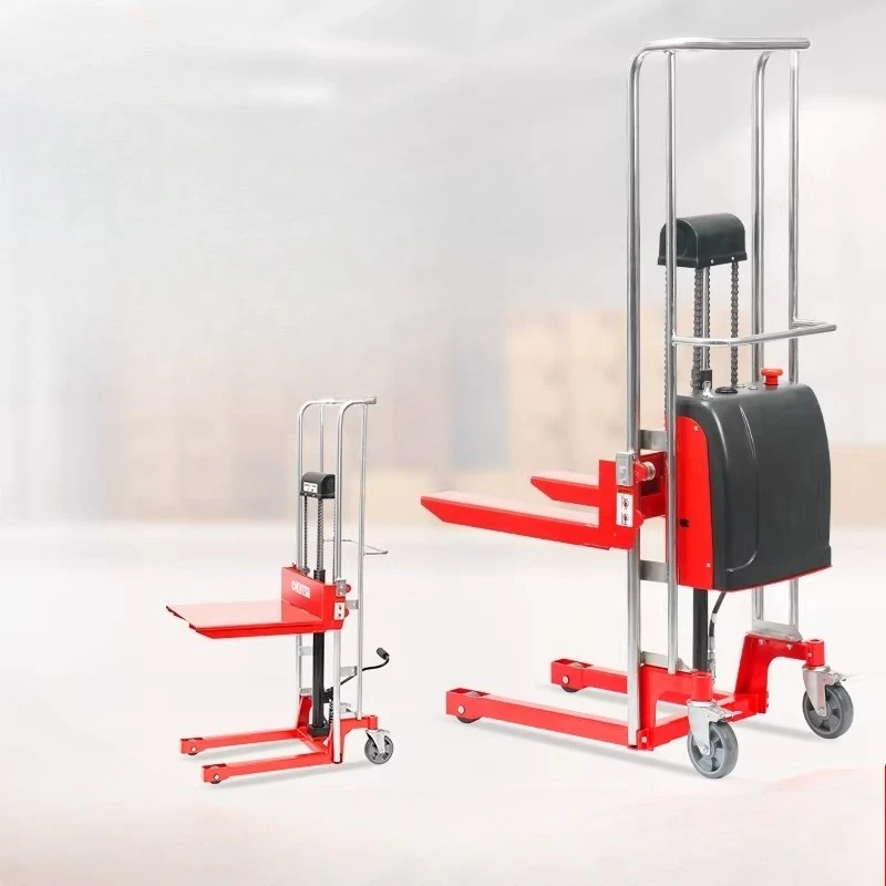 

Электрический штабелер-погрузчик с ручным гидравлическим подъемом, легкий грузоподъемник для багажа, платформа для транспортировки, малогабаритный бытовой транспорт