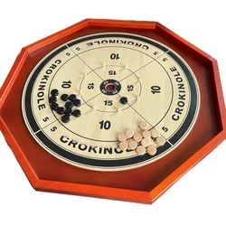 Wooden 4 in 1 Crokinole Board Game Set for Two Players | 24 Black & White Discs & Game Board