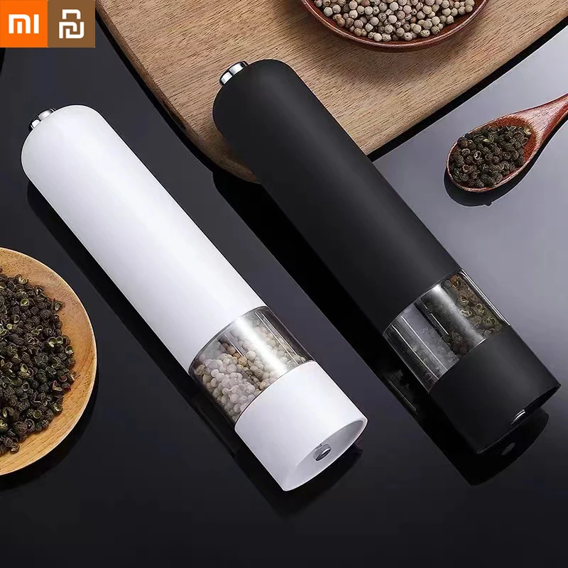 Xiaomi youpin moedor de pimenta elétrico automático e moinho de sal bife tempero jar moinho de sal do mar cozinha tempero garrafa casa mi