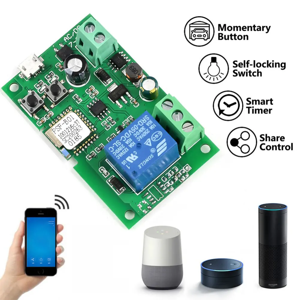 

Для EWELINK Smart Switch 5 В/7-32 В Интеллектуальный релейный модуль Inching & Self-Lock Модуль DC5-32V Беспроводной релейный модуль Tuya = Switch 2025