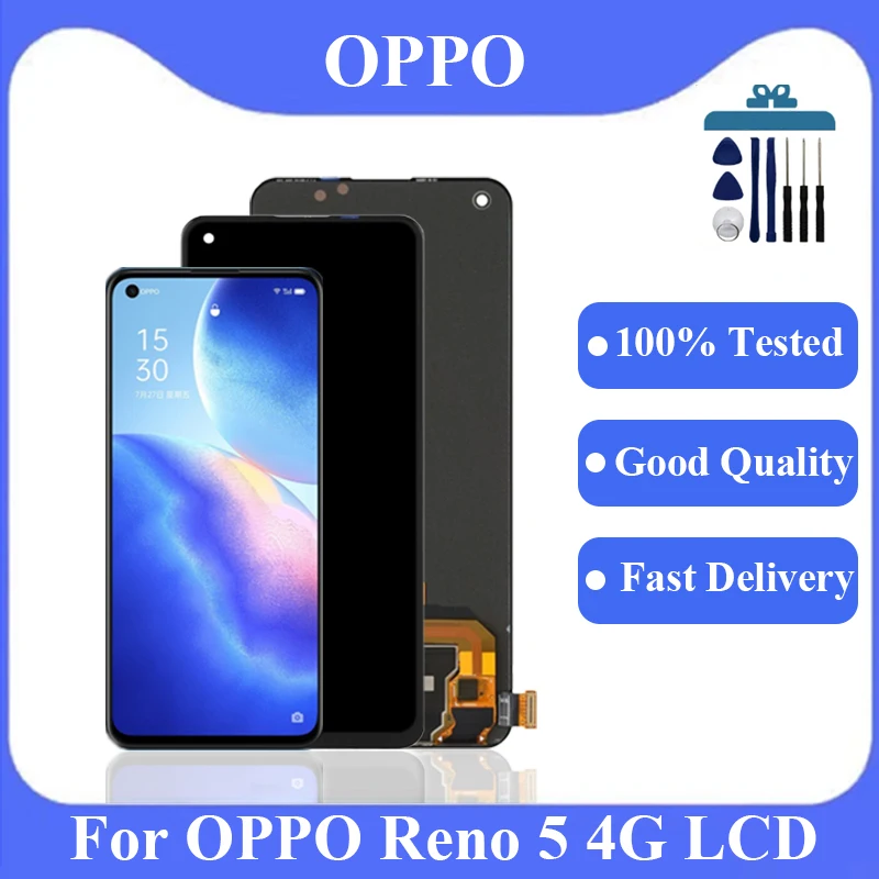 Original AMOLED For Oppo reno5 4G CPH2159 Lcd Display Touch Screen Digitizer Assembly For oppo reno5 LCD Replacement