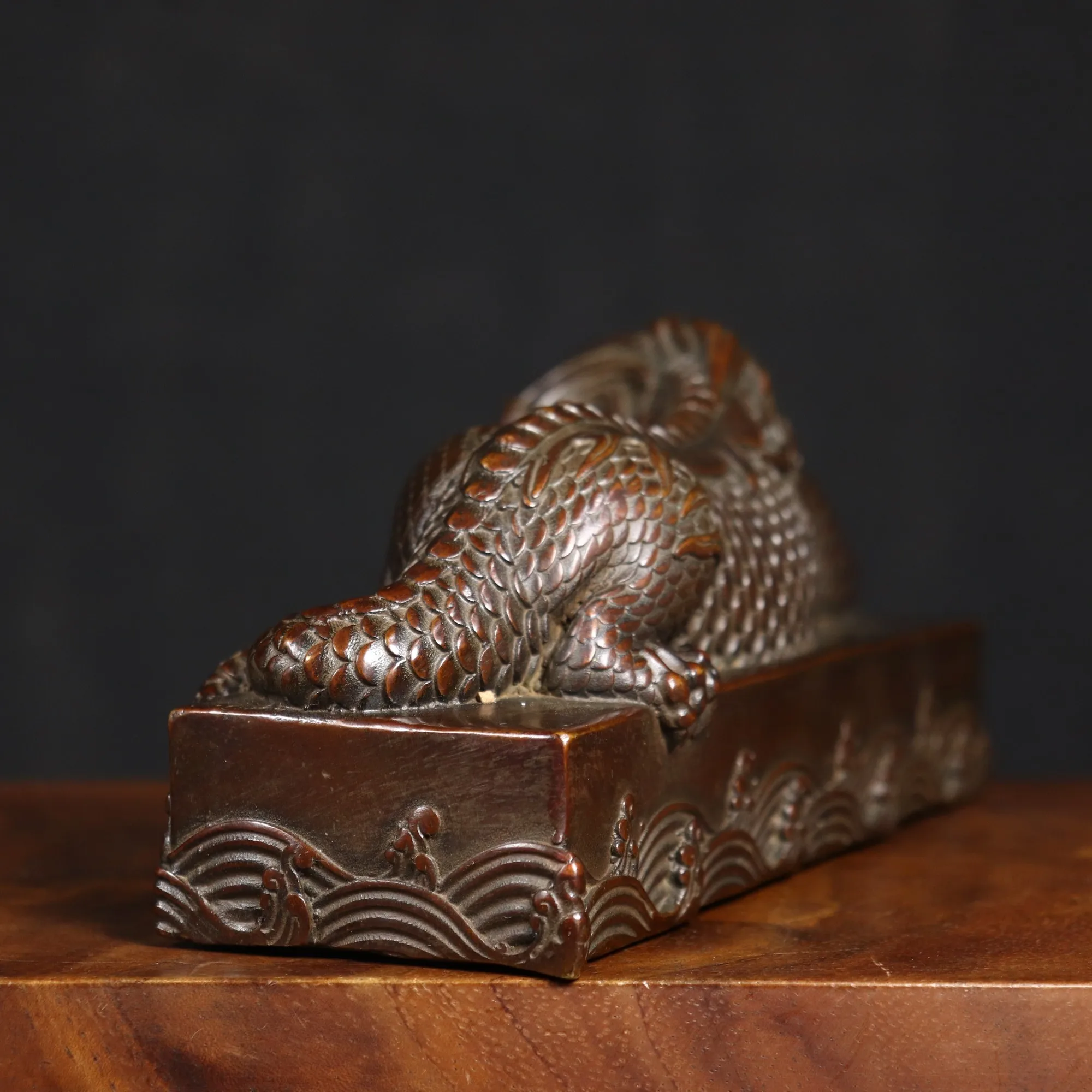 Antique copper water repellent deity beast auspicious beast statue home Feng Shui auspicious decoration vintage handicraft view 6