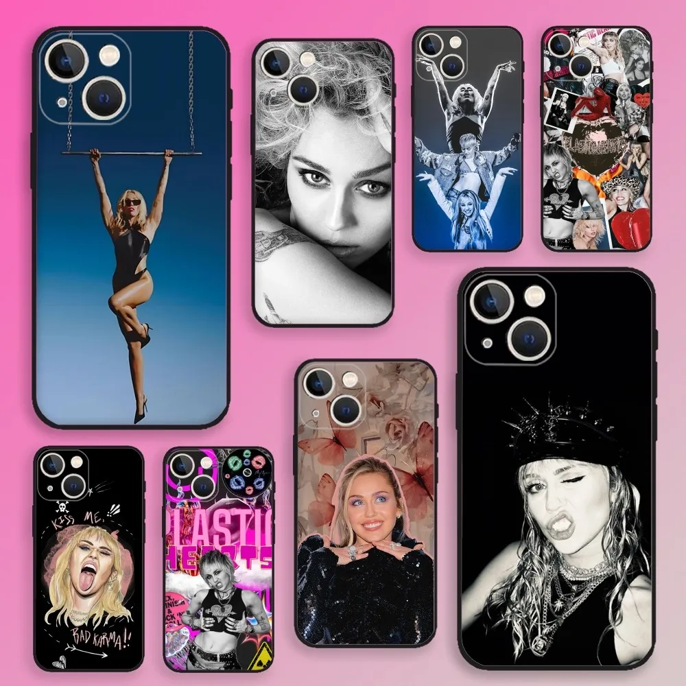 

Singer M-Miley C-Cyrus Phone Case For iPhone 16,15,14,13,12,11,Plus,Pro Max,XS,X,E,SE,Mini Soft Silicone Black Cover