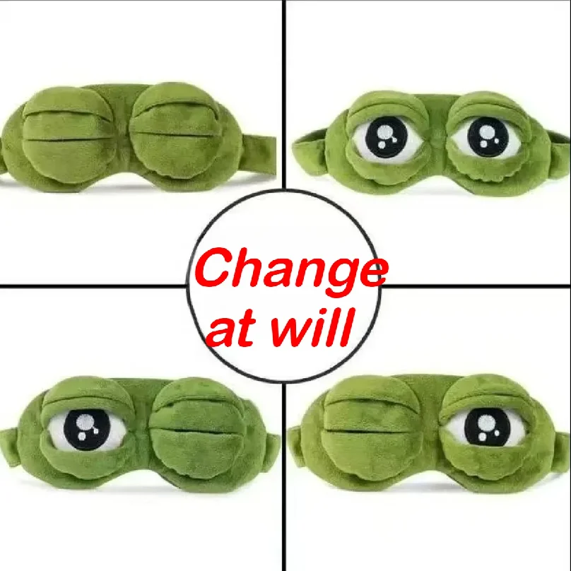 3D Sad Frog Sleep Mask Natural Sleeping Eyeshade Cover Shade Eye Patch Women Men Soft Portable Blindfold Travel Eyepatch