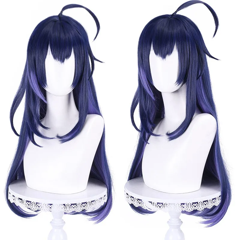 75 cm Black and Purple Highlights Cosplay Wig with Simulated Scalp for Honkai: Star Rail Seele