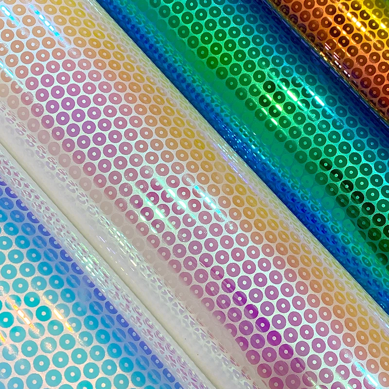 Holographic Vinyl Fabric Faux Leather Sheets Bag Material PVC Transparent Acetate for bows Crafts Diy Sewing Material 30x135cm