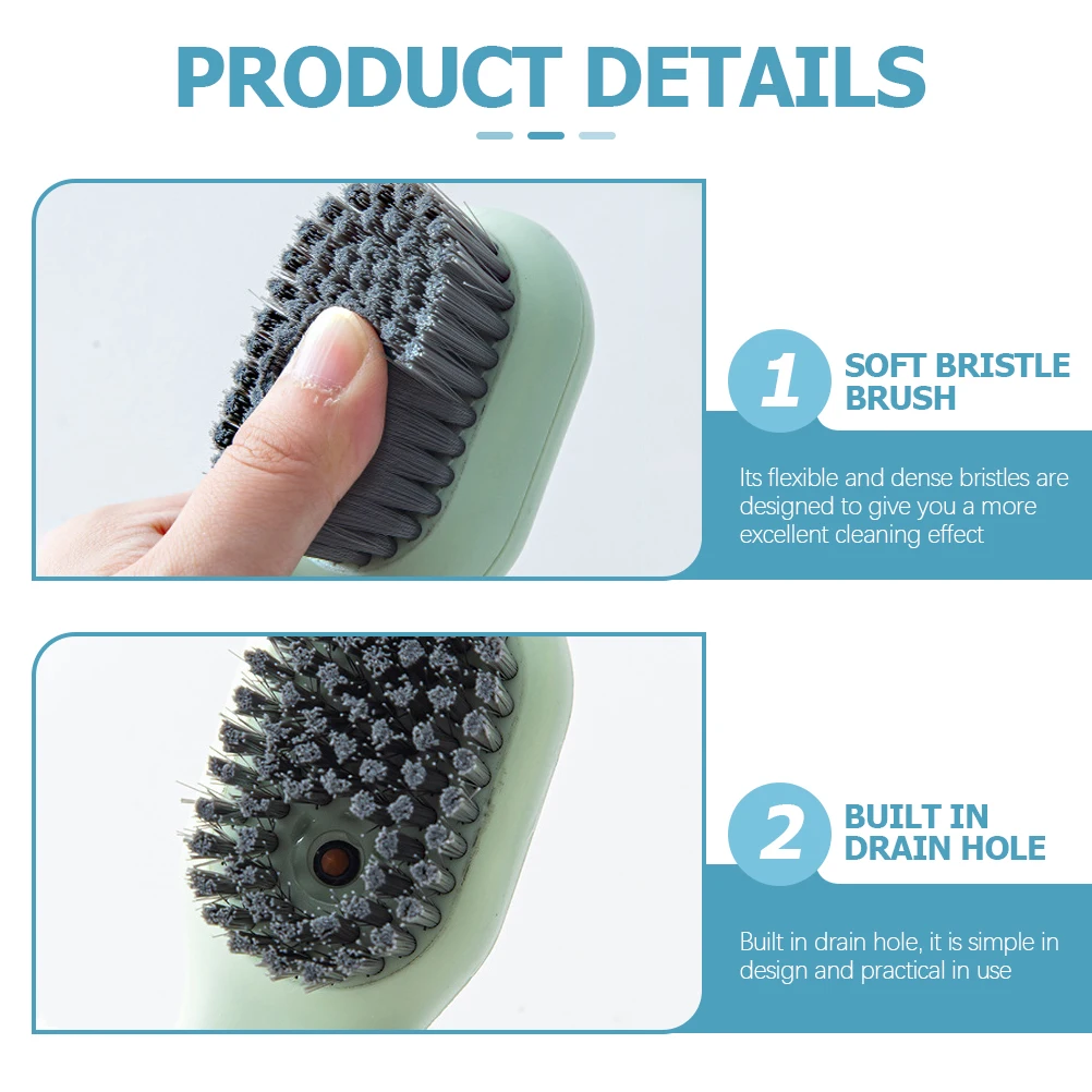 

2pcs Shoe With Soap Dispenser Shoe Cleaning Brush Long Handle Scrub Brush Lightweight Compact Durable For Kids Adults Easy