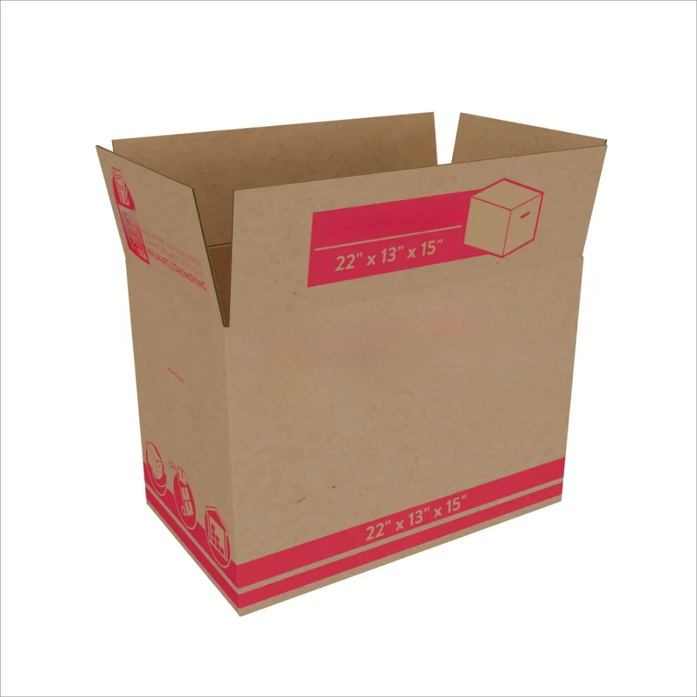 Medium Recycled Packing Moving Storage Boxes, 22 in. L x 13 in. W x 15 in. H, Kraft, 25 Count