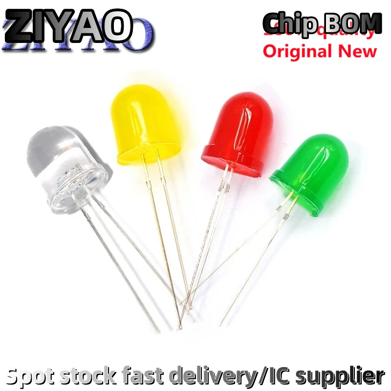 10Pcs F10 10MM LED Emitting Diode Red White Yellow Green Blue 3V DIY PCB Circuit Transparent Diffused Arduino Bulb