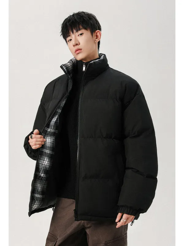 

Осень-зима, мужское повседневное однотонное хлопковое пальто с воротником, теплое пальто с хлебом, модное брендовое свободное пальто обычной длины