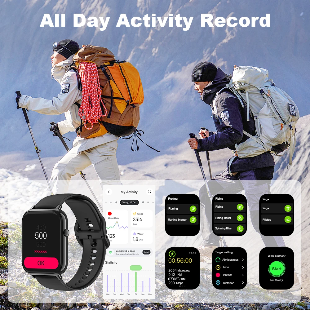 ساعة ذكية عصرية للنساء والرجال بلوتوث مكالمة DIY Watchface Whatsapp إشعار توقعات الطقس جهاز تعقب للياقة البدنية للموسيقى عن بعد