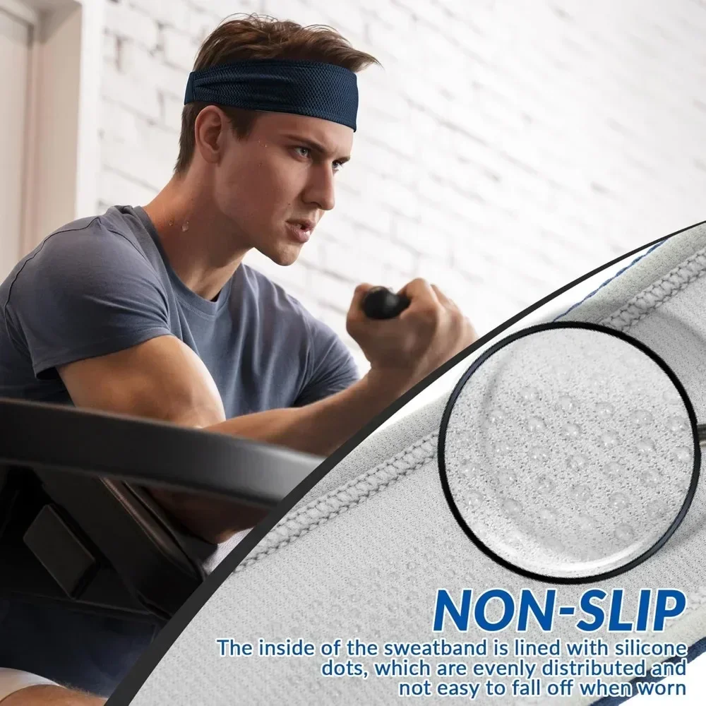عصابة رأس رياضية للرجال، عصابة رأس ماصة للرطوبة وممتصة للعرق، مضادة للانزلاق، عصابة رأس مرنة قابلة للتنفس