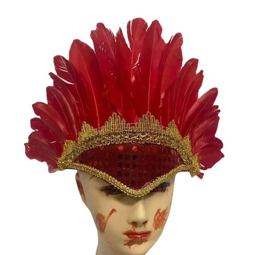 Adjustable Feather Headdress Head-mounted Colorful Chief Headdress Vintage Hair Band Carnival Costume Headwear Halloween