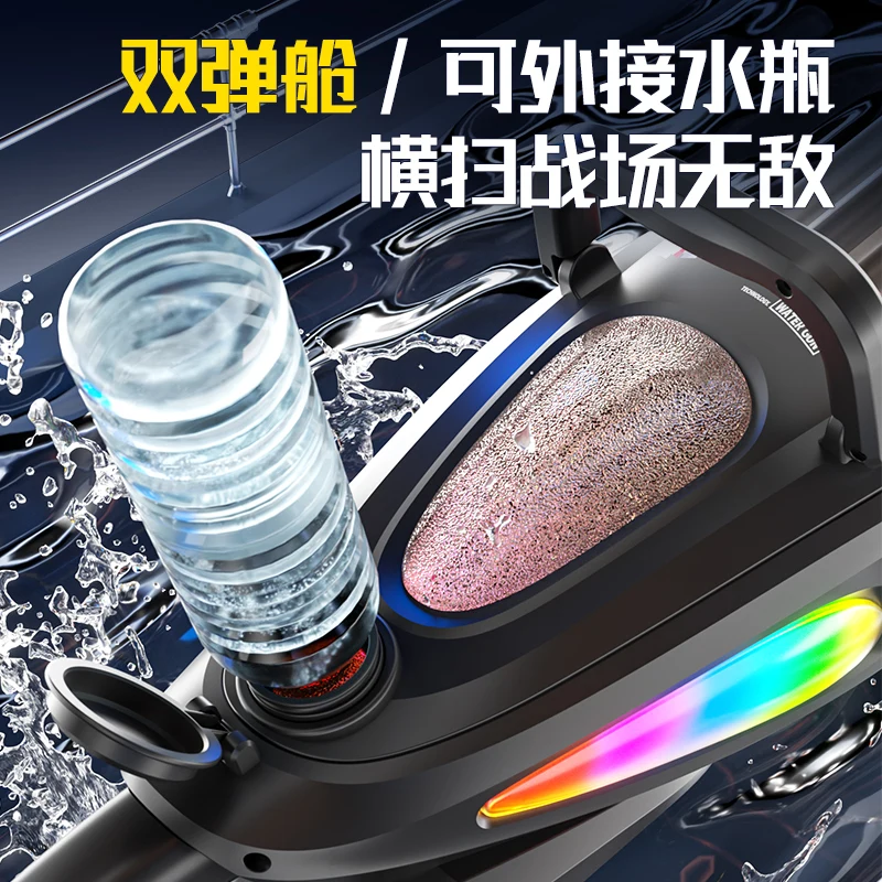 ไฟฟ้า LED หมุนบาร์เรล Gatling น้ําปืนของเล่นสเปรย์น้ําอัตโนมัติ Blaster Cannon สระว่ายน้ําของเล่นฤดูร้อนสําหรับเด็กผู้ใหญ่