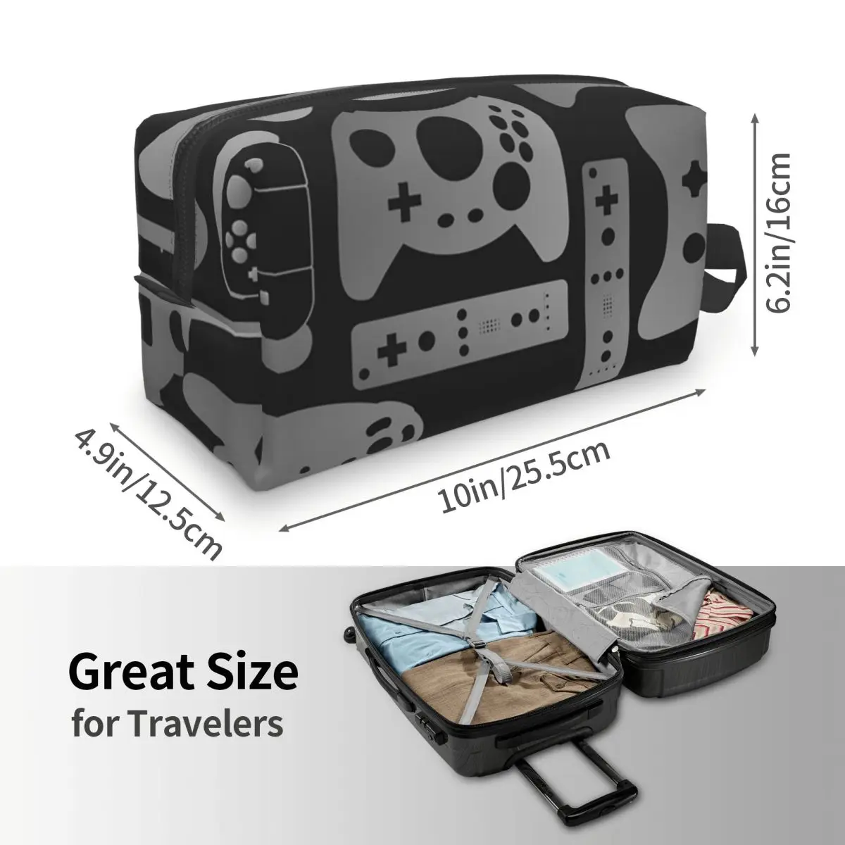 Gamer Controller Video Game Gaming Gamepad Makeup Bag Cosmetic Organizer Storage Dopp Kit Toiletry Cosmetic Bag for Women Beauty