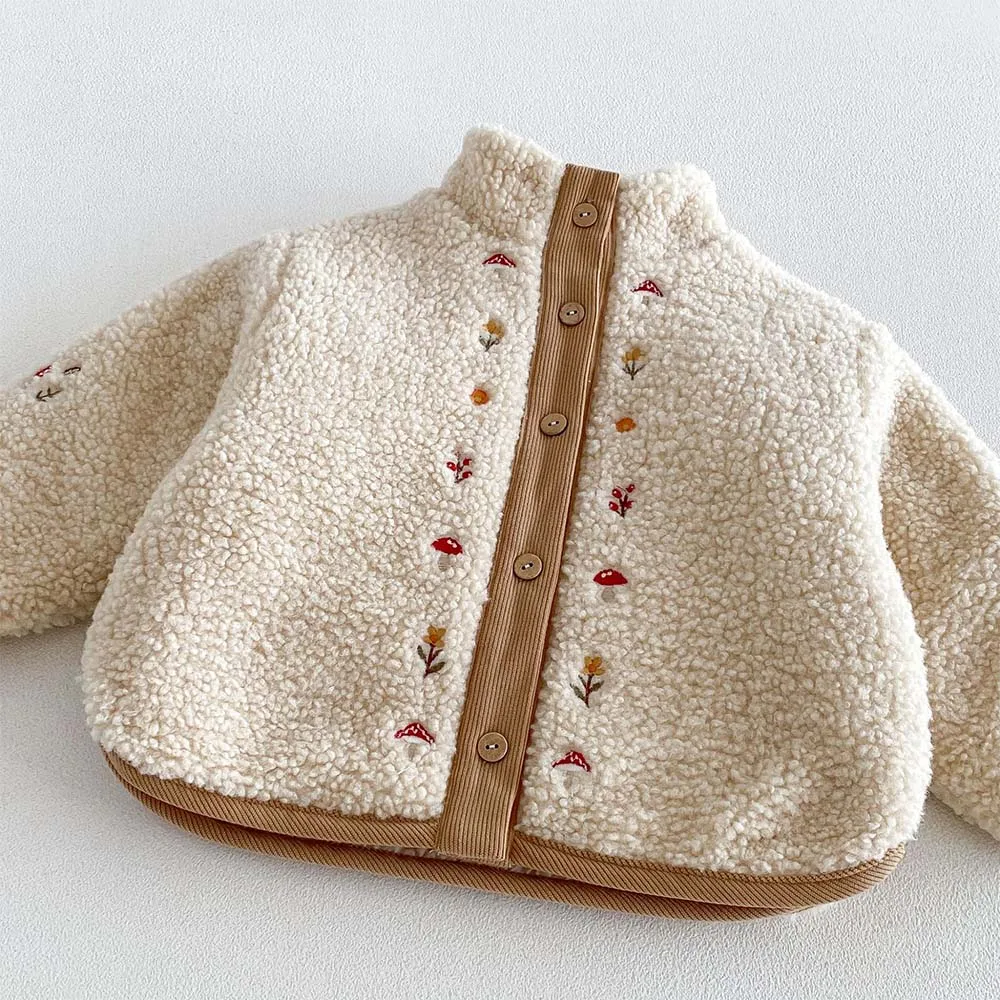 Children Coat Quilted Thicken Warm Girls Winter Clothing Flower Embrodiery Fashion Toddler Girl Outerwear Jackets