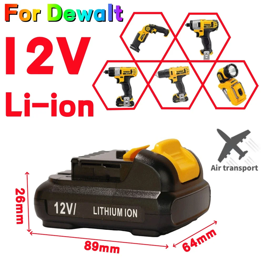 Cordless/Rechargeable for Dewalt DCB120 Li-ion Batteries 12V 3Ah/4Ah/5Ah Battery DCB124 DW089LG DCD701F2 Power Tools/Laser Level