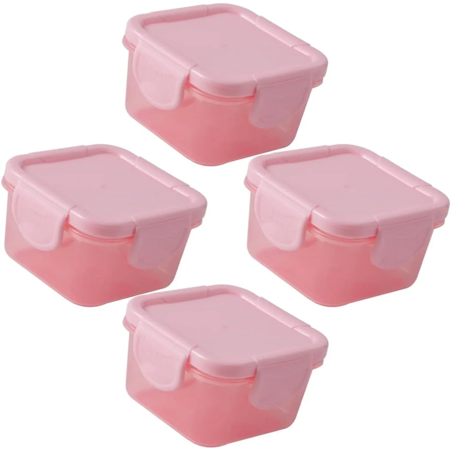 Glass Containers Plastic Food  Containers with , 4 Piece Square Meal Prep Containers 2 Inch Airtight Cookie  Containers (2. 1 Oz