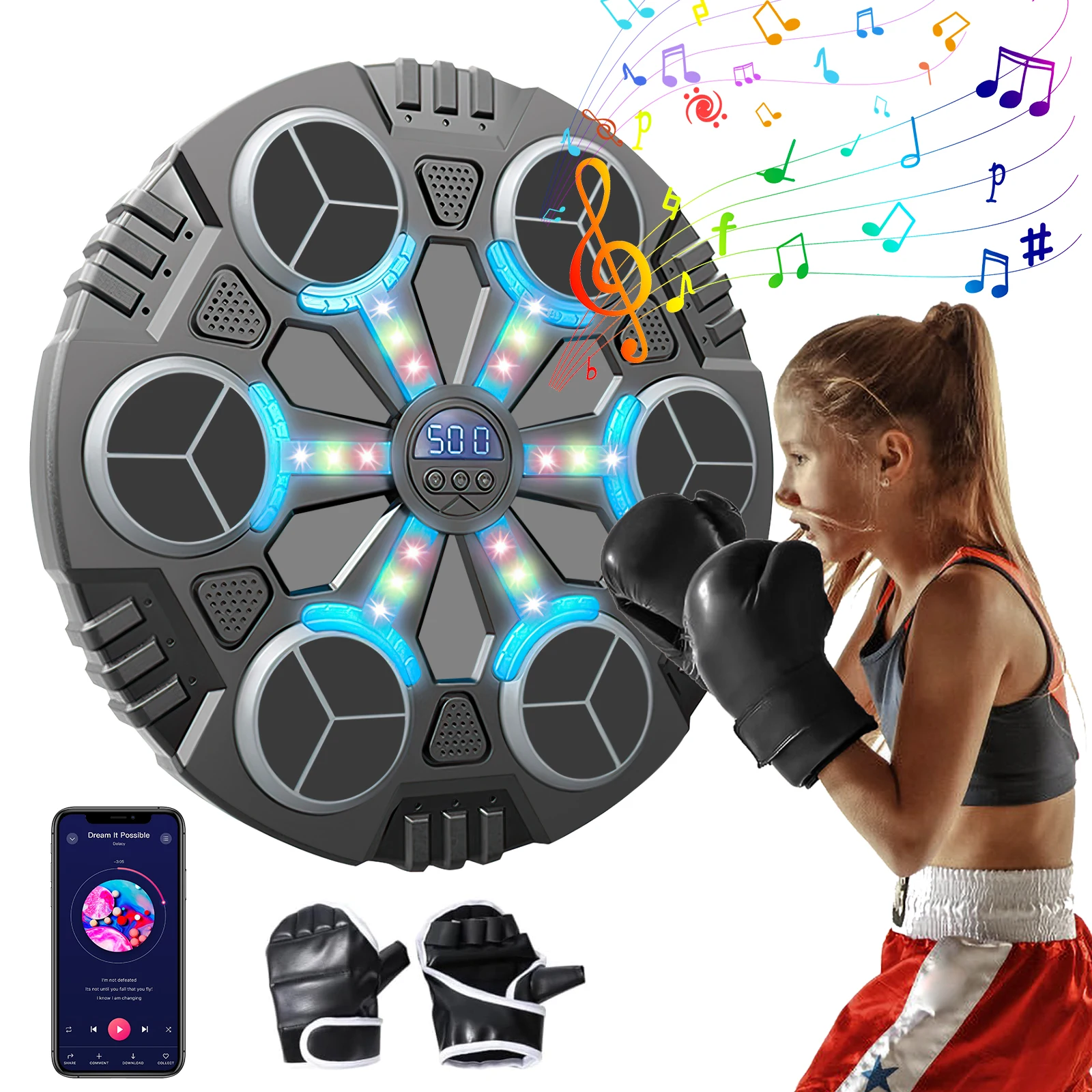 New Portable Smart Music Boxing Trainer For Kids With Gloves Bluetooth Interactive Rhythm Modes Safe Design Children Home Fitness Sccbf011b4bd9482fb9af00e3e36716663