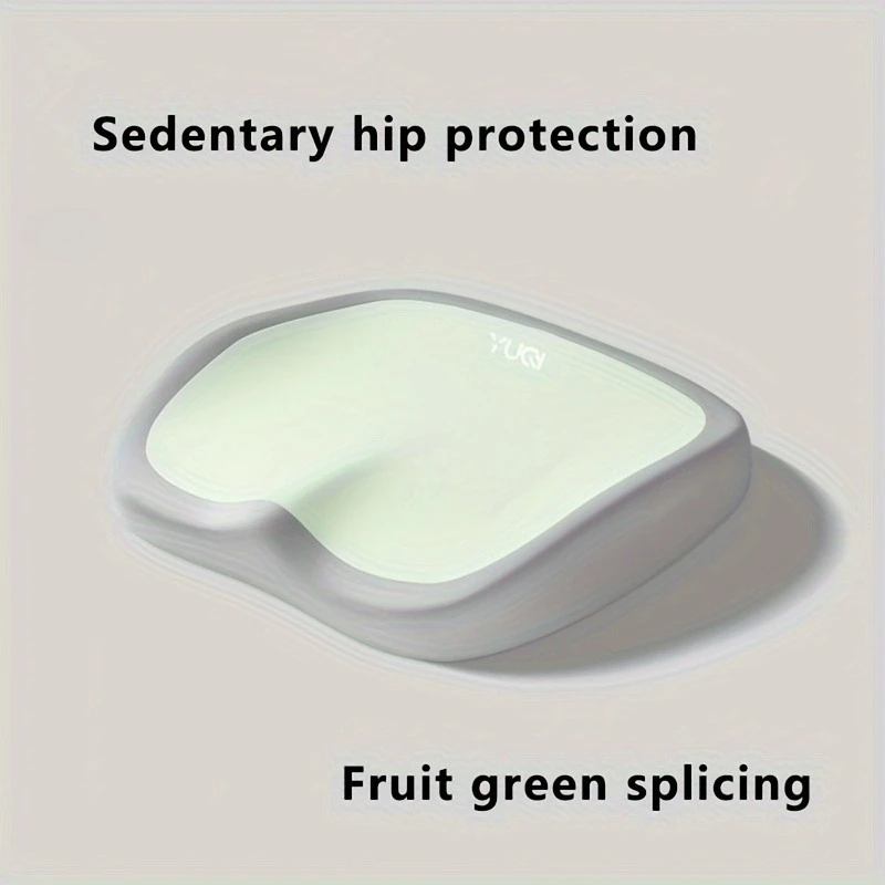 10時間メモリーフォームチェアクッション - オフィス/自宅/車用の人間工学に基づいた腰とヒップサポート、グレー/グリーン/イエロー/ブラック