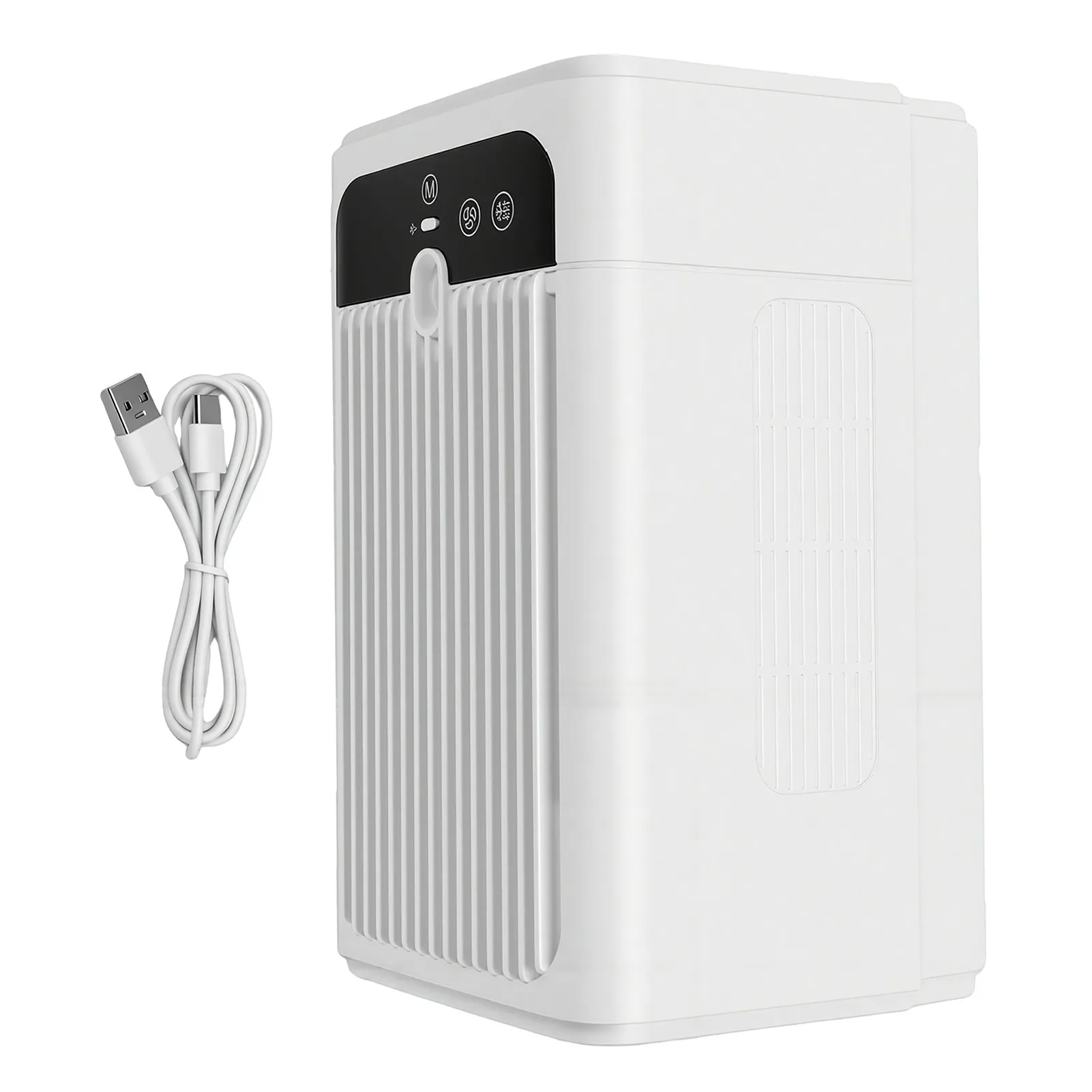 Type C Desktop Air Conditioner with Timer Clock Ambient Temperature Display Quiet 500ML Rechargeable Desk Air Cooler Fan for