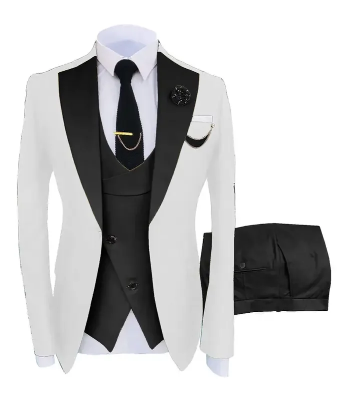3pcs Men Coat Business Formal Slim Fit Suit Costumes Pour Homme Set Party Vest Pants Wedding Blazer Verde Hombre Terno Masculino
