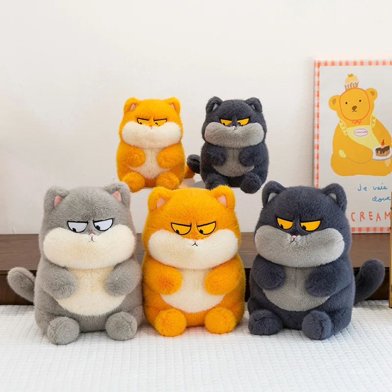 

25-35cm Simulation Cute Fluffly Cocky Cat Plush Toys Soft Stuffed Animals Cartoon Kitten Baby Sleeping Pillow Kawaii Room Decor