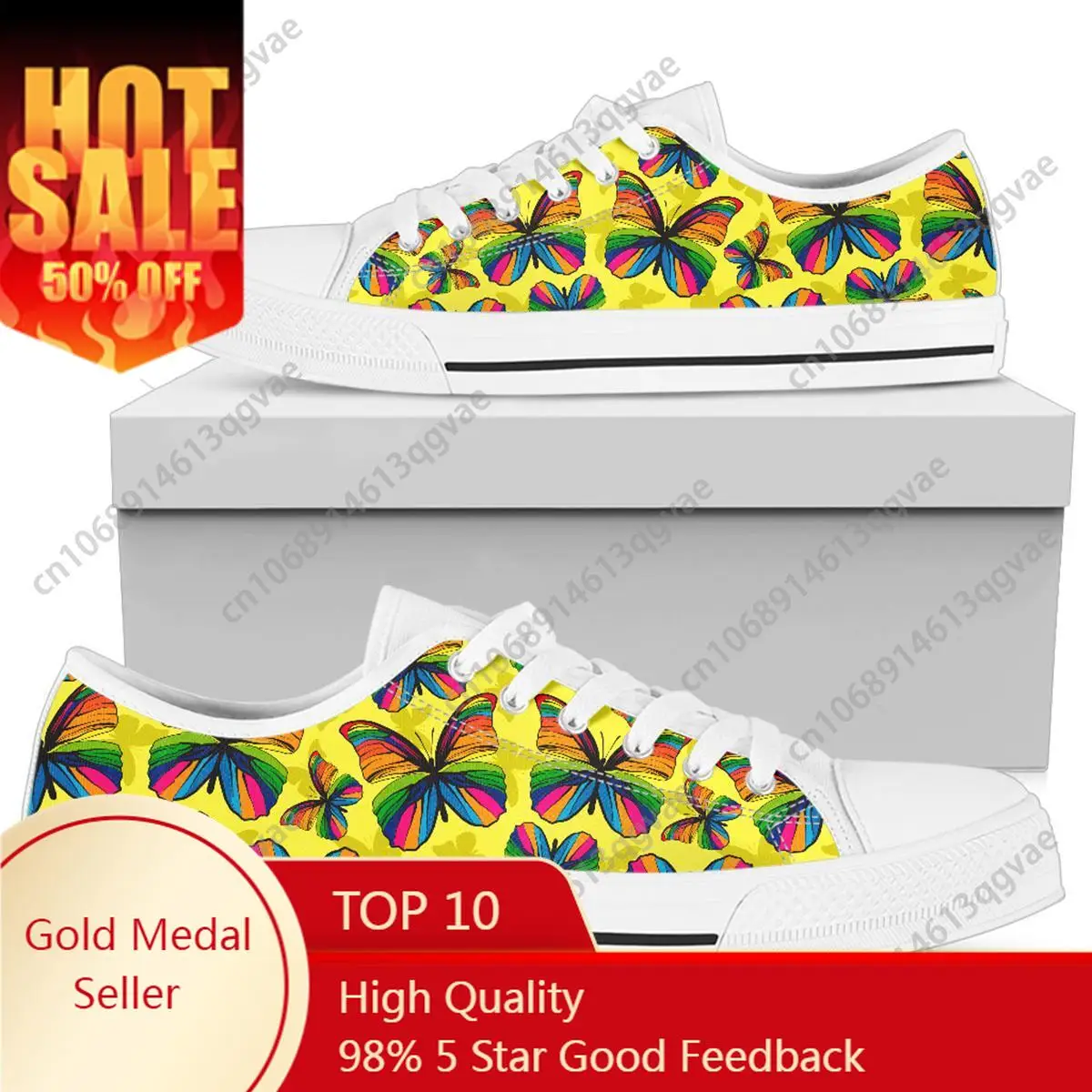 

Yellow Cartoon Butterfly Low Top High Quality Sneakers Mens Womens Teenager Canvas Lightweight Sneaker Couple Shoes Custom Shoe