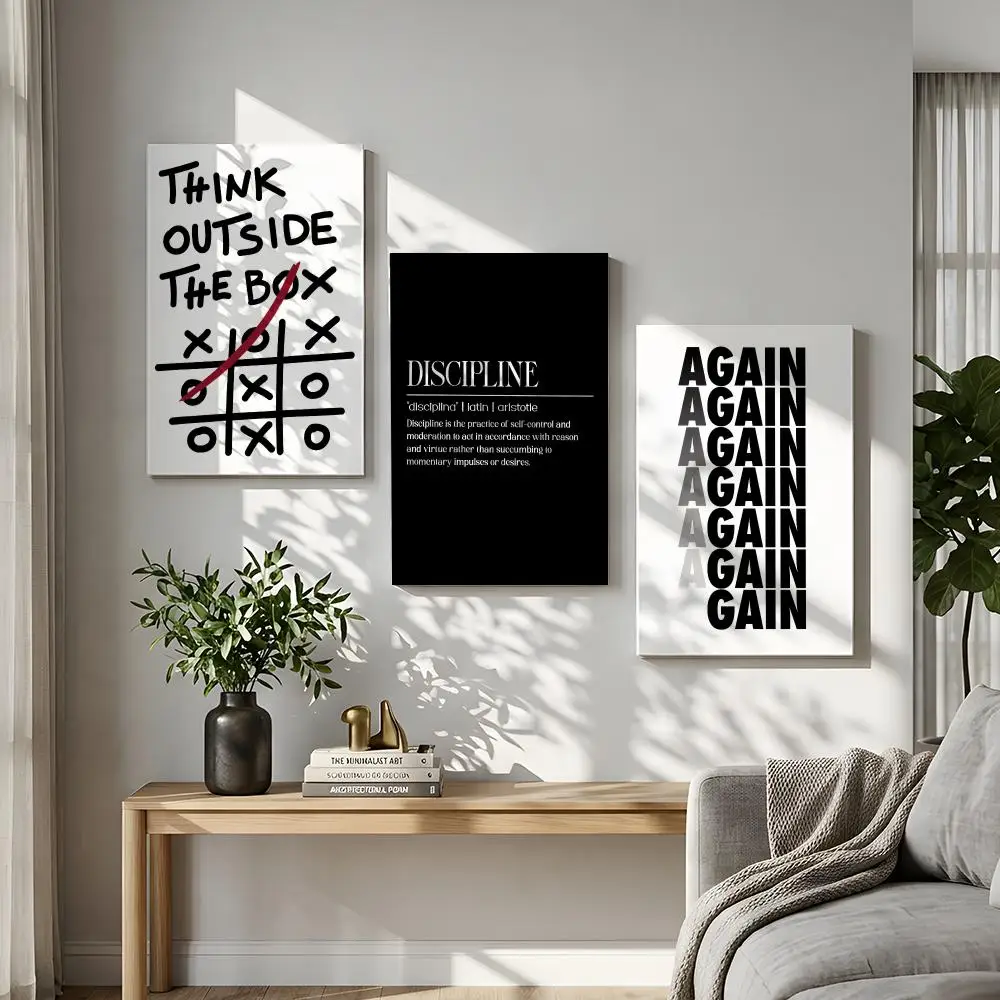 Inspirational Discipline Art Framed Wall Painting HD Wood Framed Canvas Poster Wall Art For Bedroom Bar Home Decor
