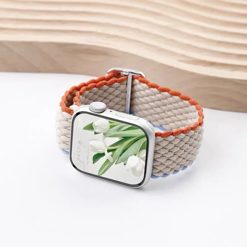 

Плетеная одиночная петля для Apple watch 10 ремешок 46 мм 45 мм 44 мм 40 мм 41 мм 49 мм Эластичный браслет iWatch series 9 8 7 se 6 Ultra 2 ремешок