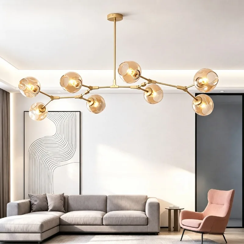 Modern Magic Bean Molecule Glass Chandelier Living Dining Room Island Pendent Lights Home Decor Hanging Lamps Lighting Fixtures