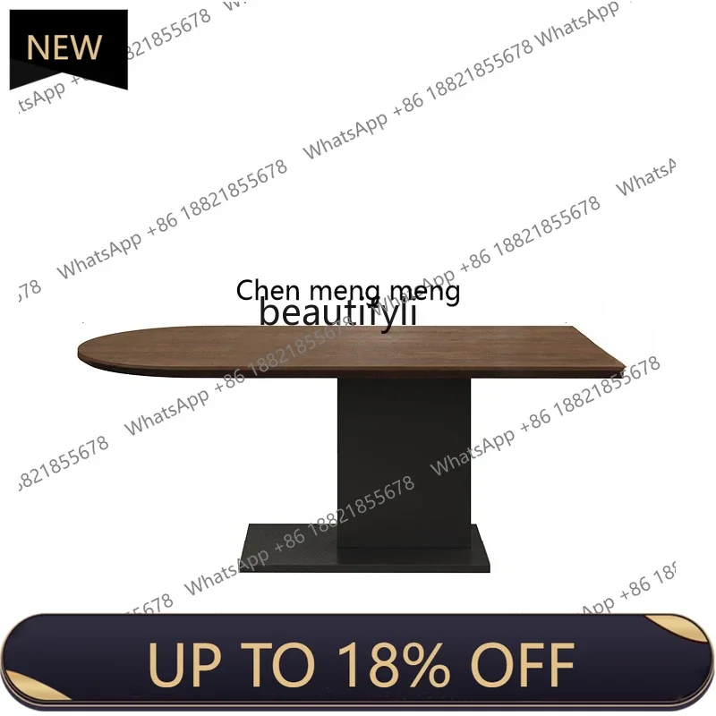 

P178 Solid Wood Half Ellipse Dining Table French Designer Walnut Single Leg 1.4 M Home Small Apartment Living Room Dining Table