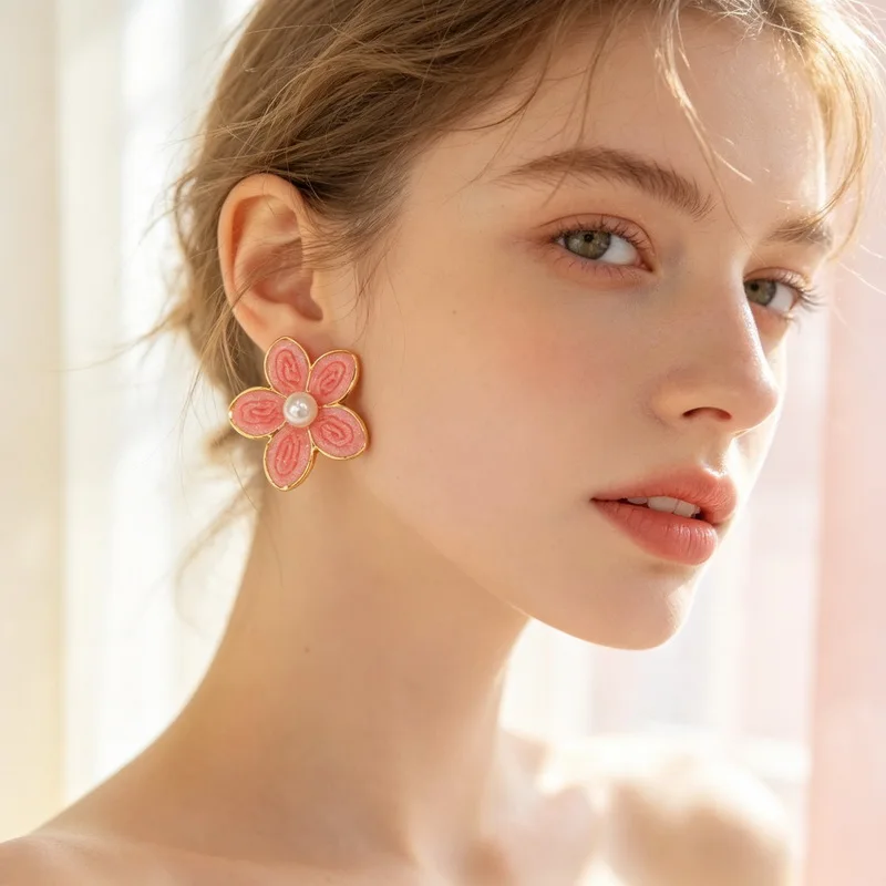 カレンステンレススチール製レディースイヤリングピンクフラワー - Women'S Egyptian Accessories のレビューと価格